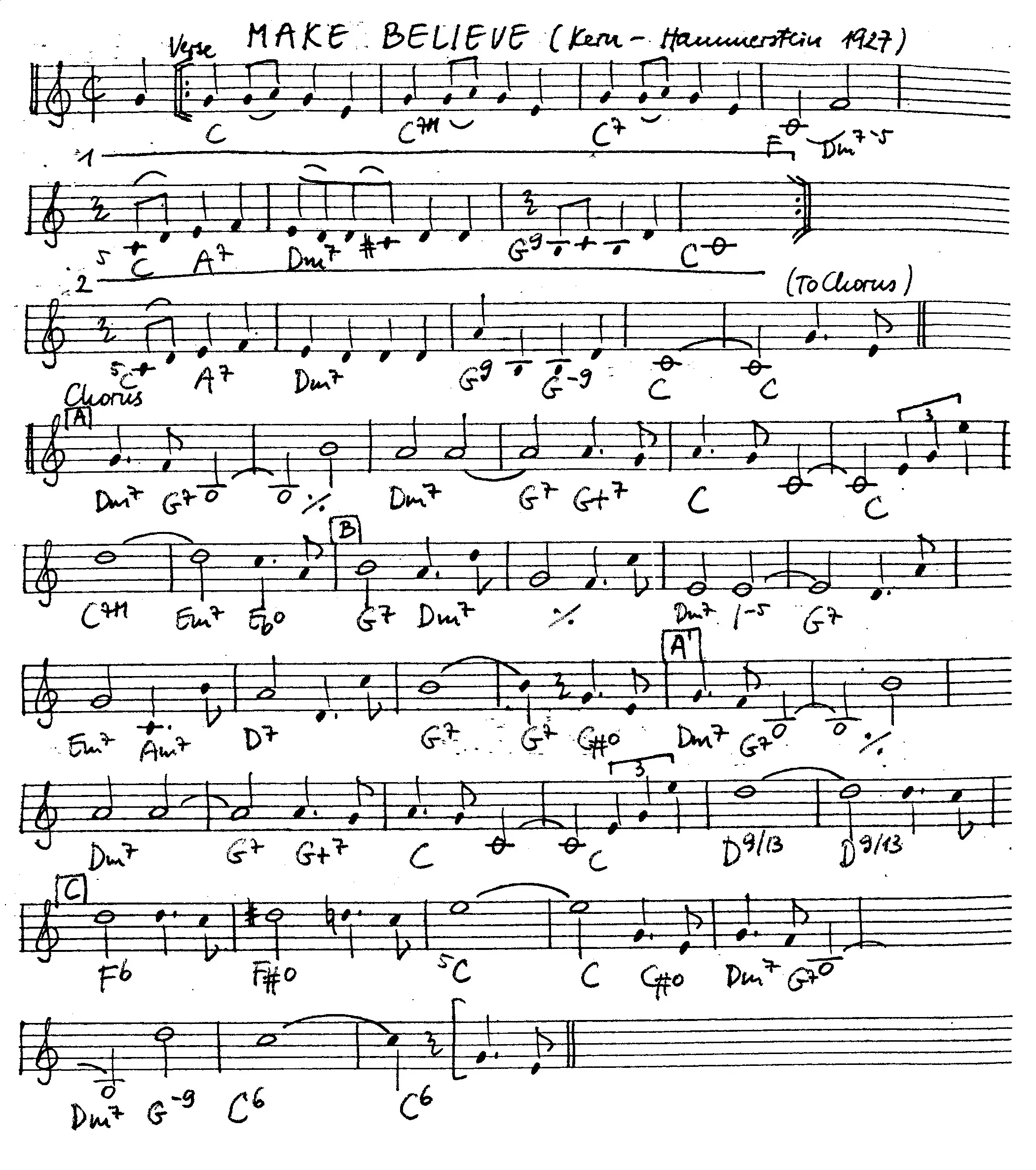 make believe. Free Jazz Leadsheet, courtesy of The Jungle Jazz Band